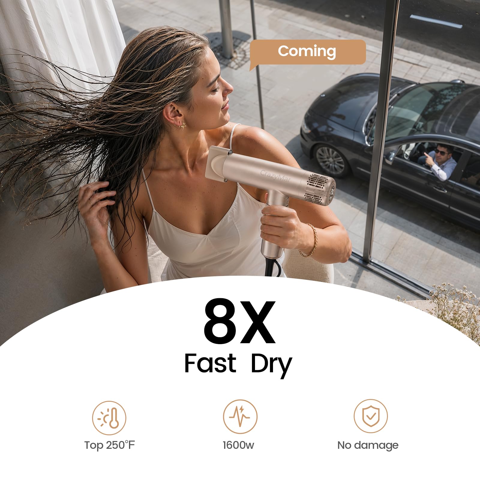 CrazyMar angled with magnetic diffuser and concentrator attached for versatile styling