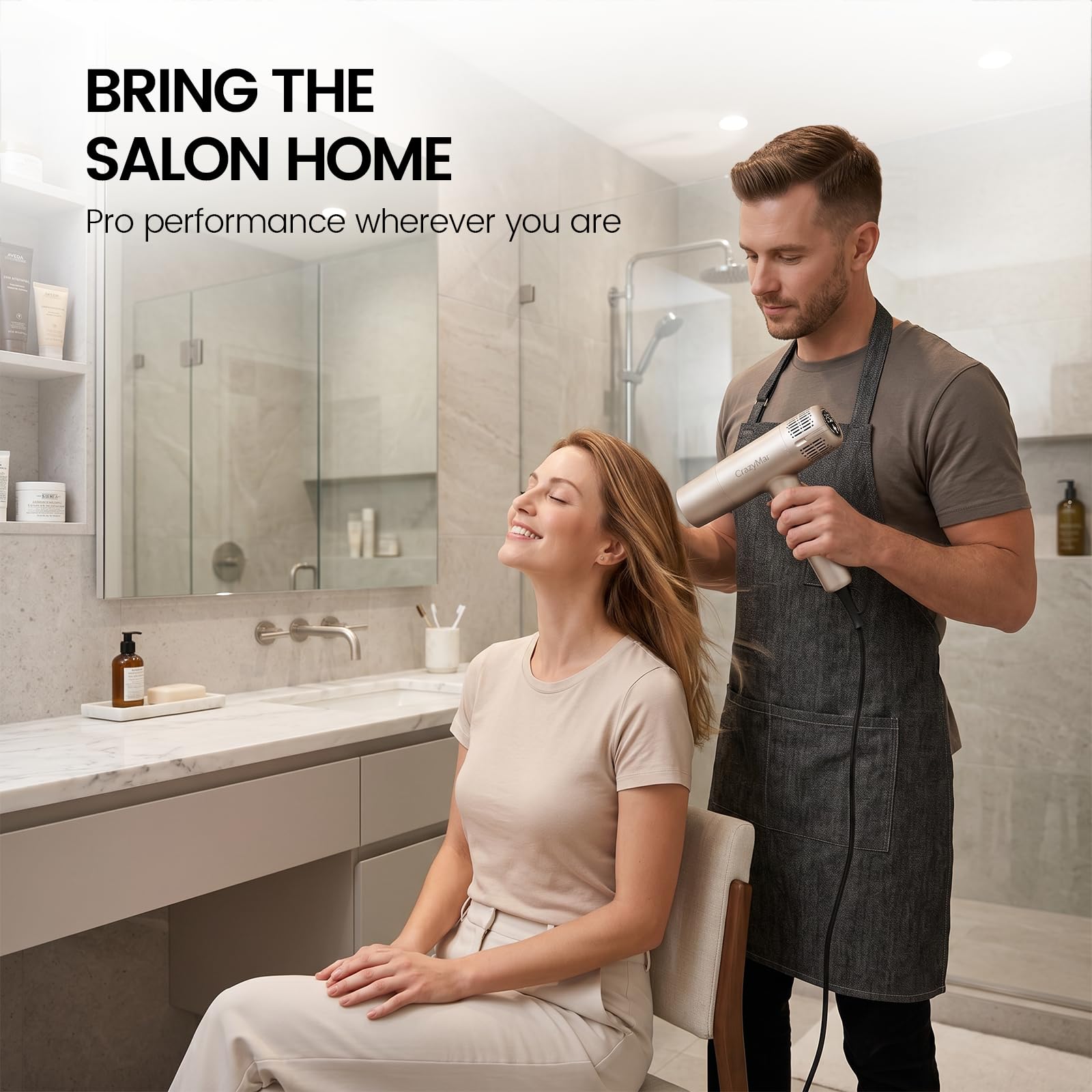 CrazyMar placed on bathroom counter ready for use, showcasing everyday convenience