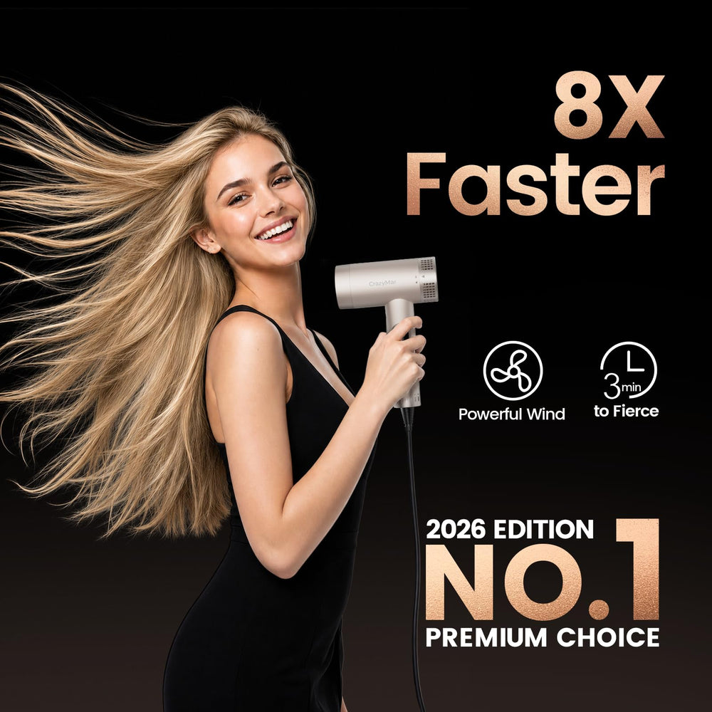 CrazyMar hair dryer with diffuser attached creating lifted curls and added volume