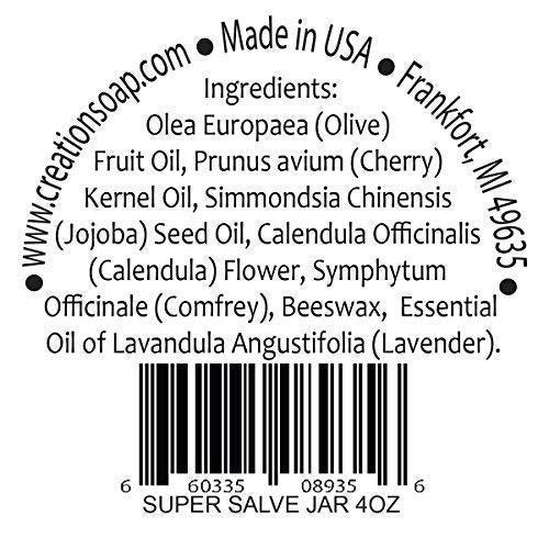 Creation Pharm open jar close-up texture demonstrating rich, moisturizing balm