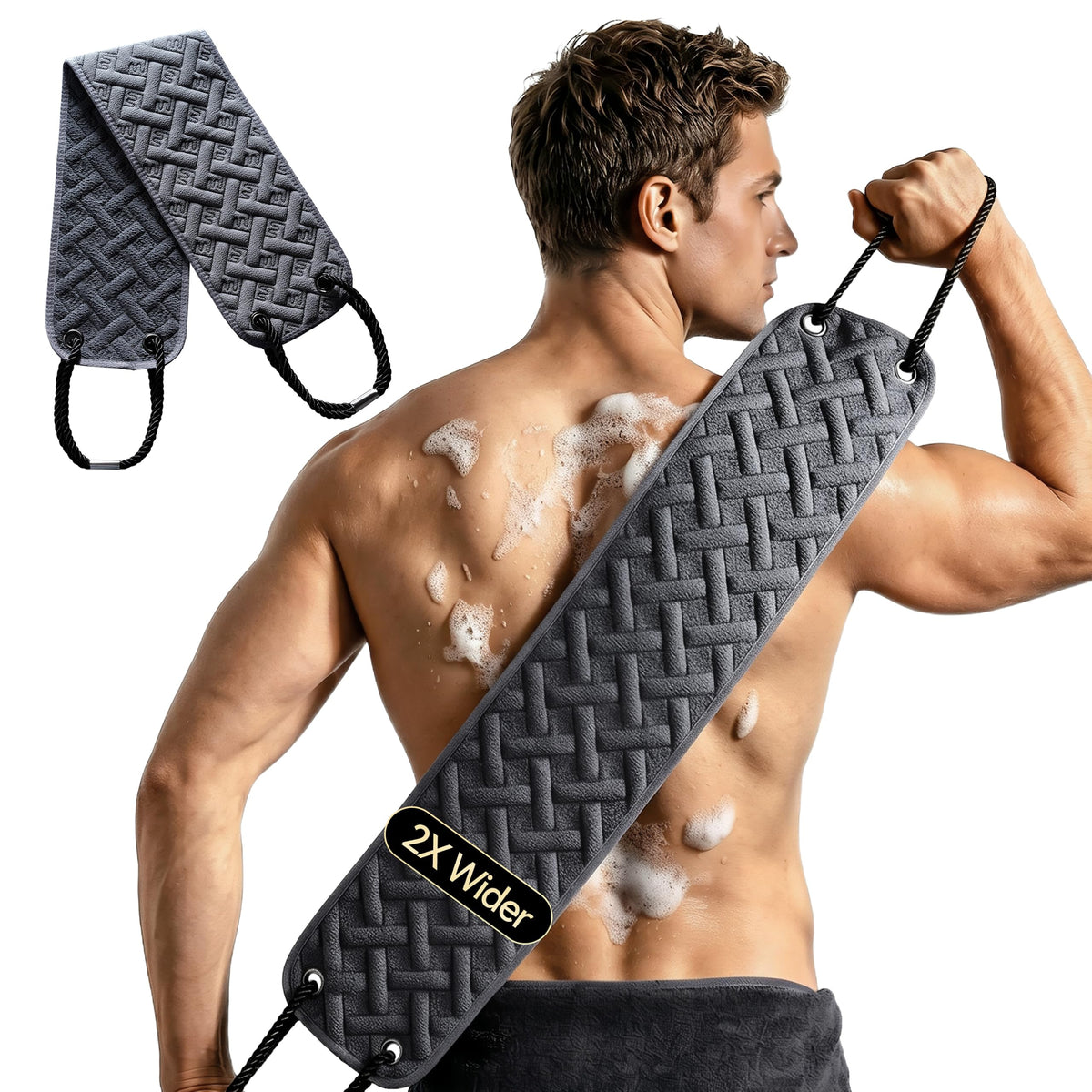 Creative Art front view of back scrubber showing full-width for thorough washing