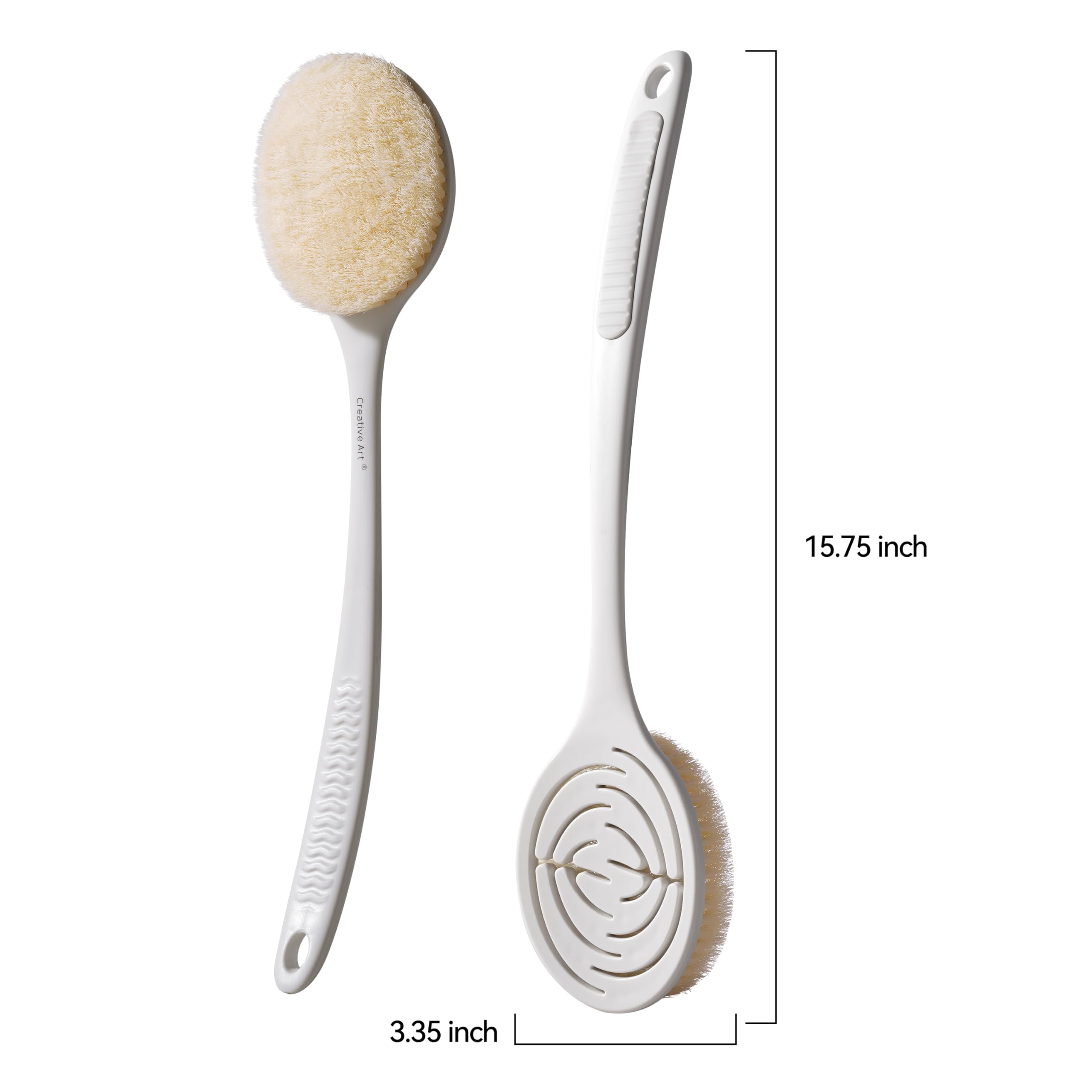 Creative Art packaging and label showing minimalist shower accessory