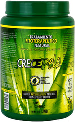 CrecePelo front jar showing label and 61 oz size, clear product identity and value