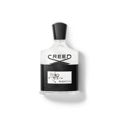 Creed Aventus front bottle showing elegant glass and label, brand clarity benefit
