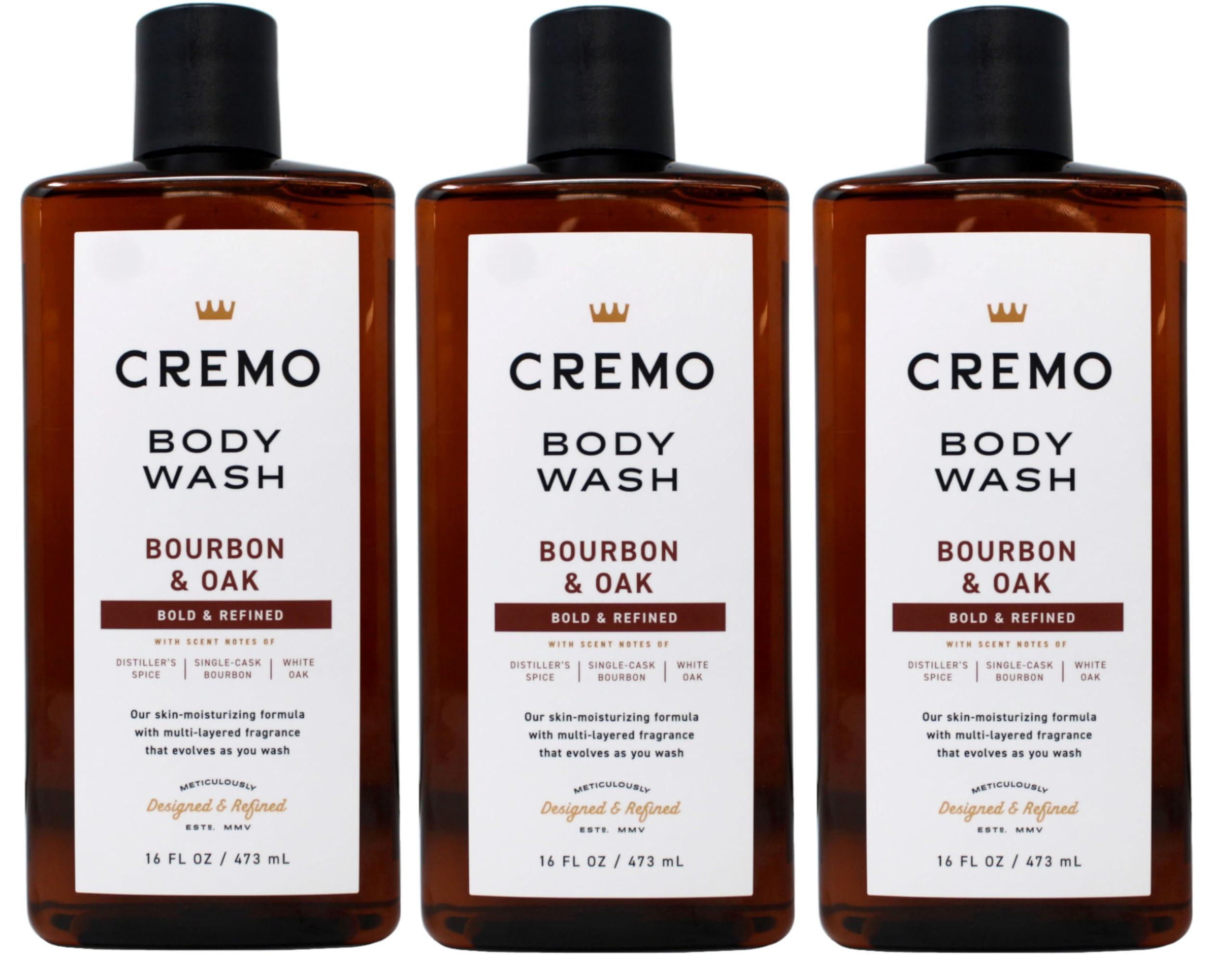 Cremo bottle front packaging shows scent and size, conveys premium appeal