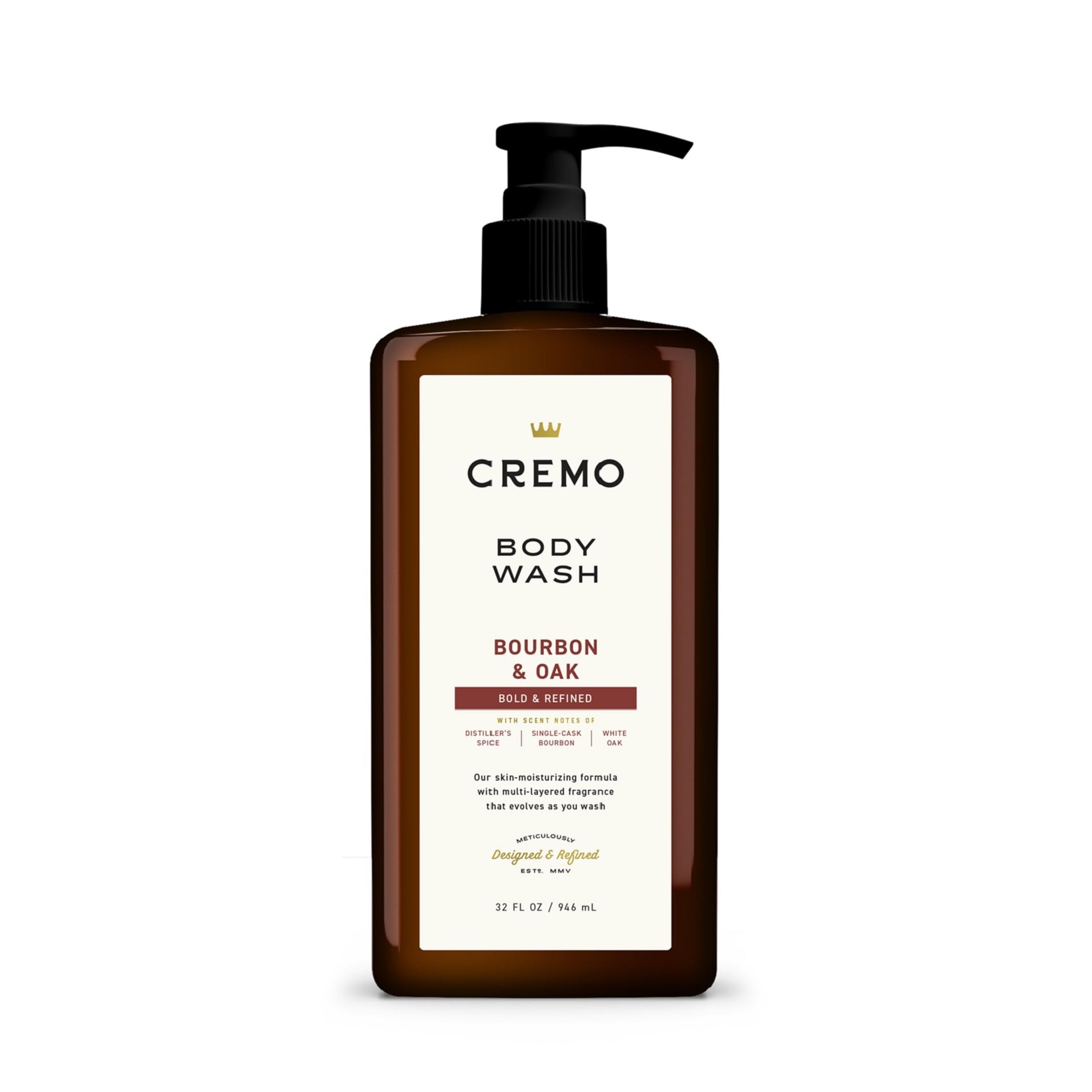 Cremo front pump bottle showing size and easy-dispense convenience