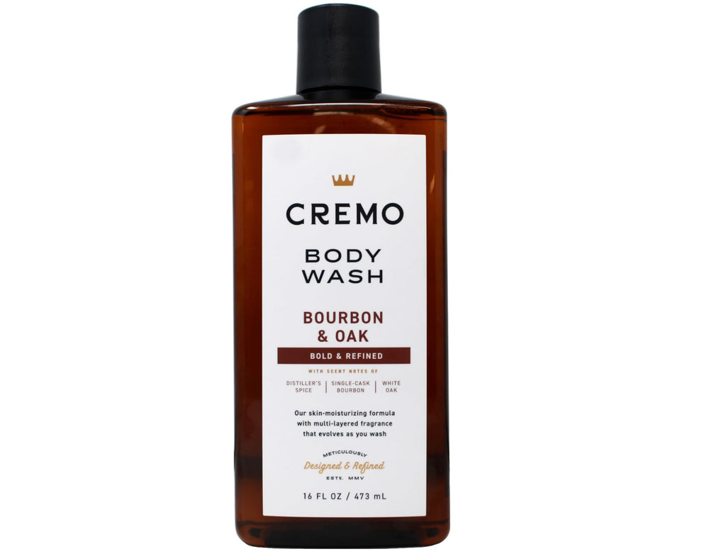 Cremo body wash pouring onto hand demonstrating easy lathering benefit