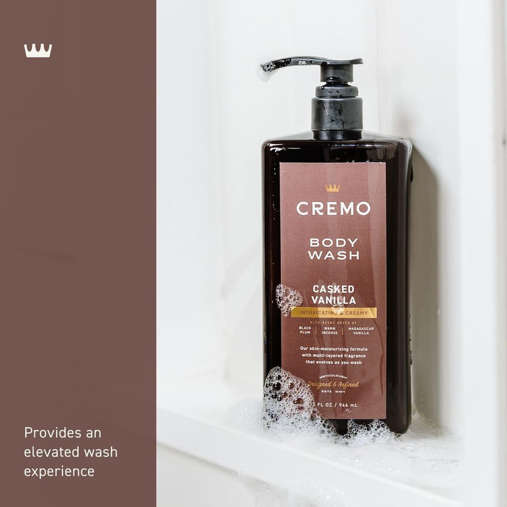 Rich creamy lather from Cremo body wash demonstrating moisturized skin benefit