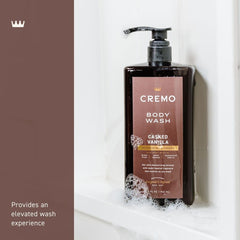 Rich creamy lather from Cremo body wash demonstrating moisturized skin benefit