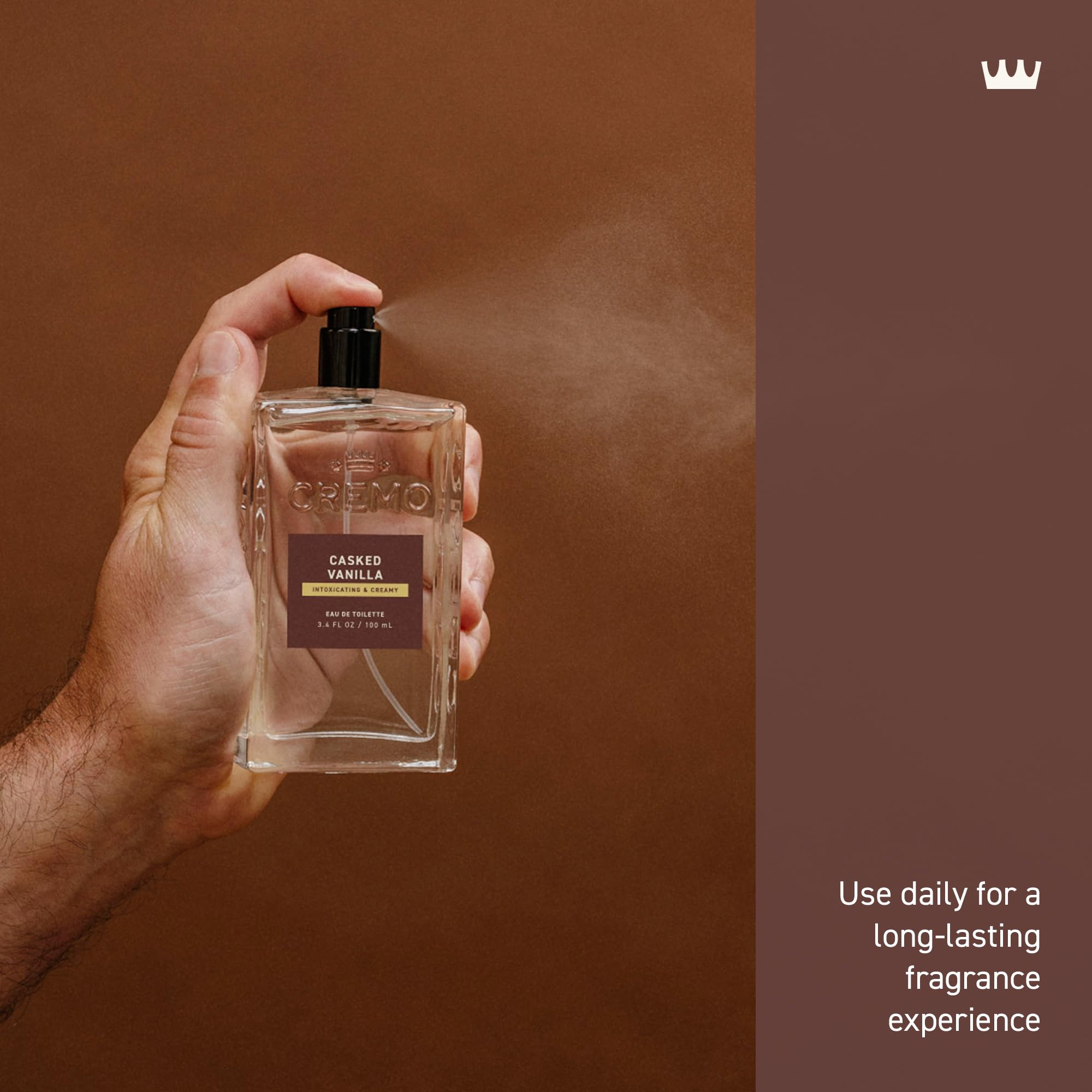 Cremo 3.4 oz bottle beside common items to show scale and travel-ready convenience