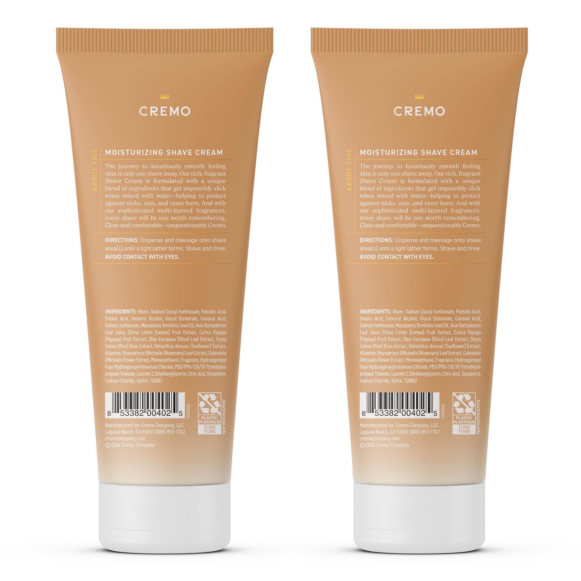 Cremo tubes staged in bathroom setting for a relaxing shave routine