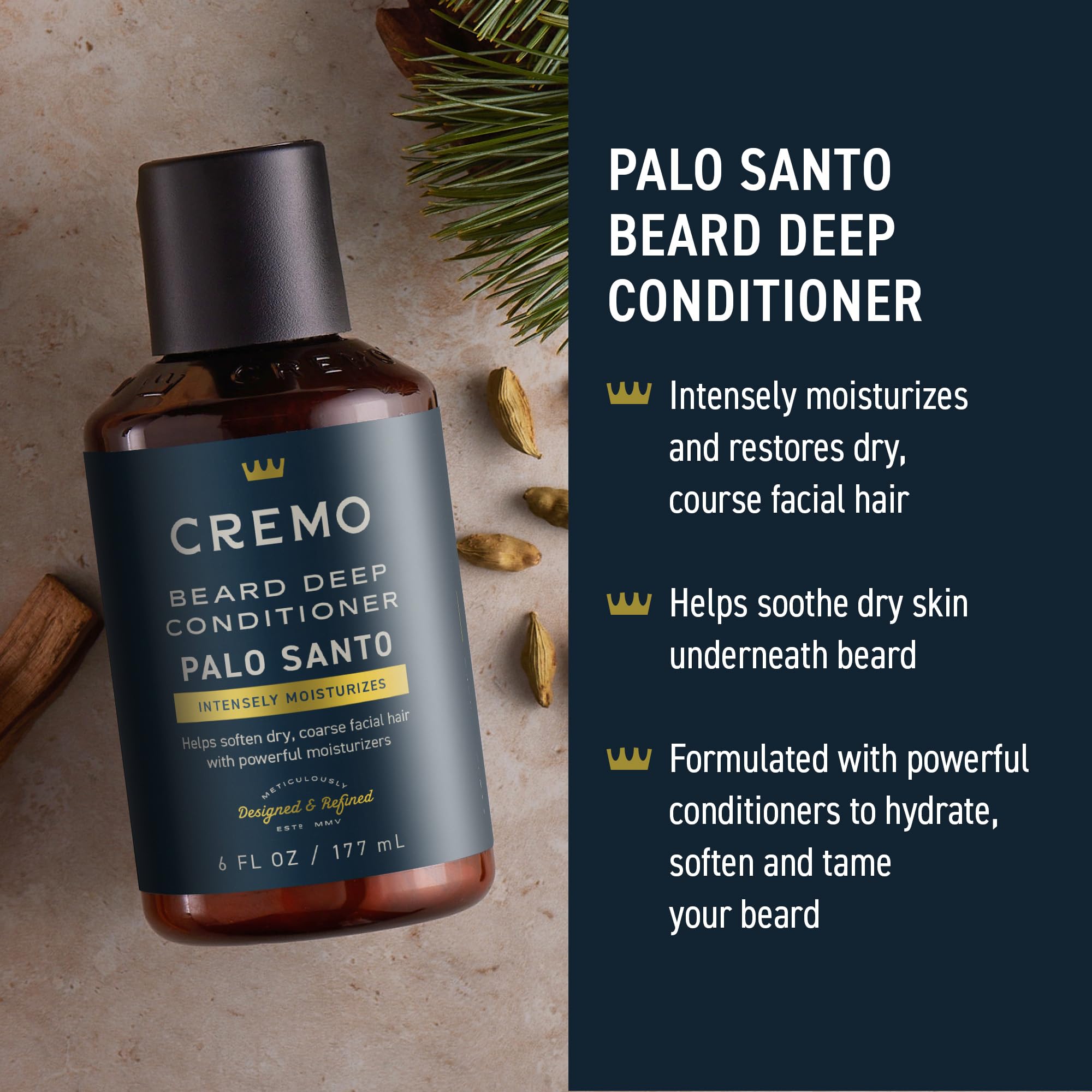 Cremo Palo Santo deep conditioner open jar showing creamy texture and hydration