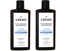 Cremo front packaging showing two 16 fl oz bottles and branding benefit volumizing