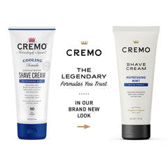 Cremo open tub displaying rich cream texture for superior glide