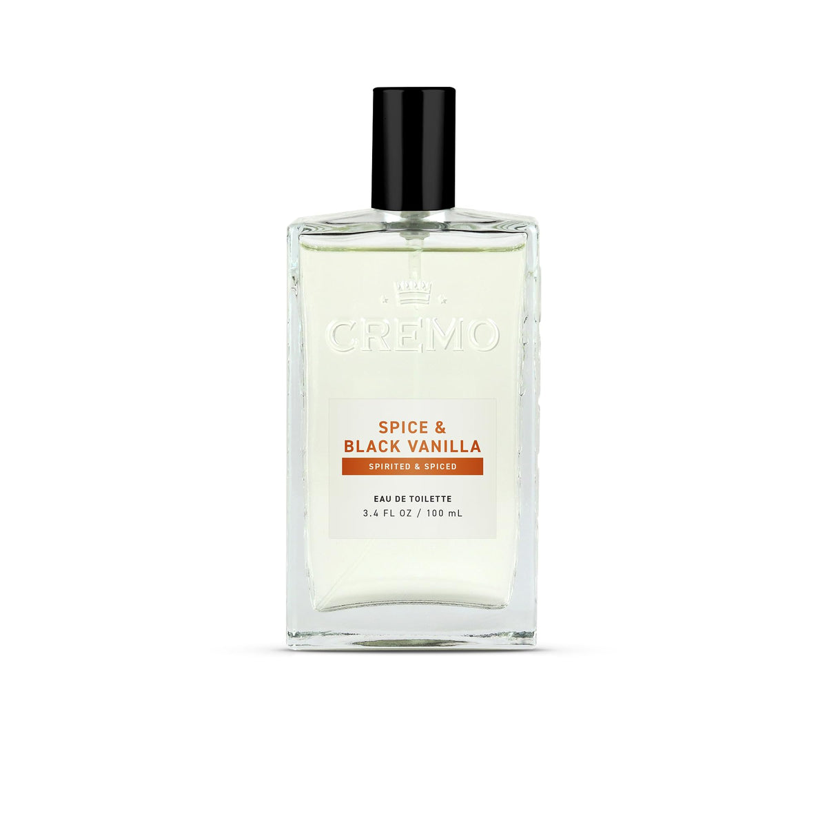 Cremo bottle front packaging showing refined scent and travel benefit