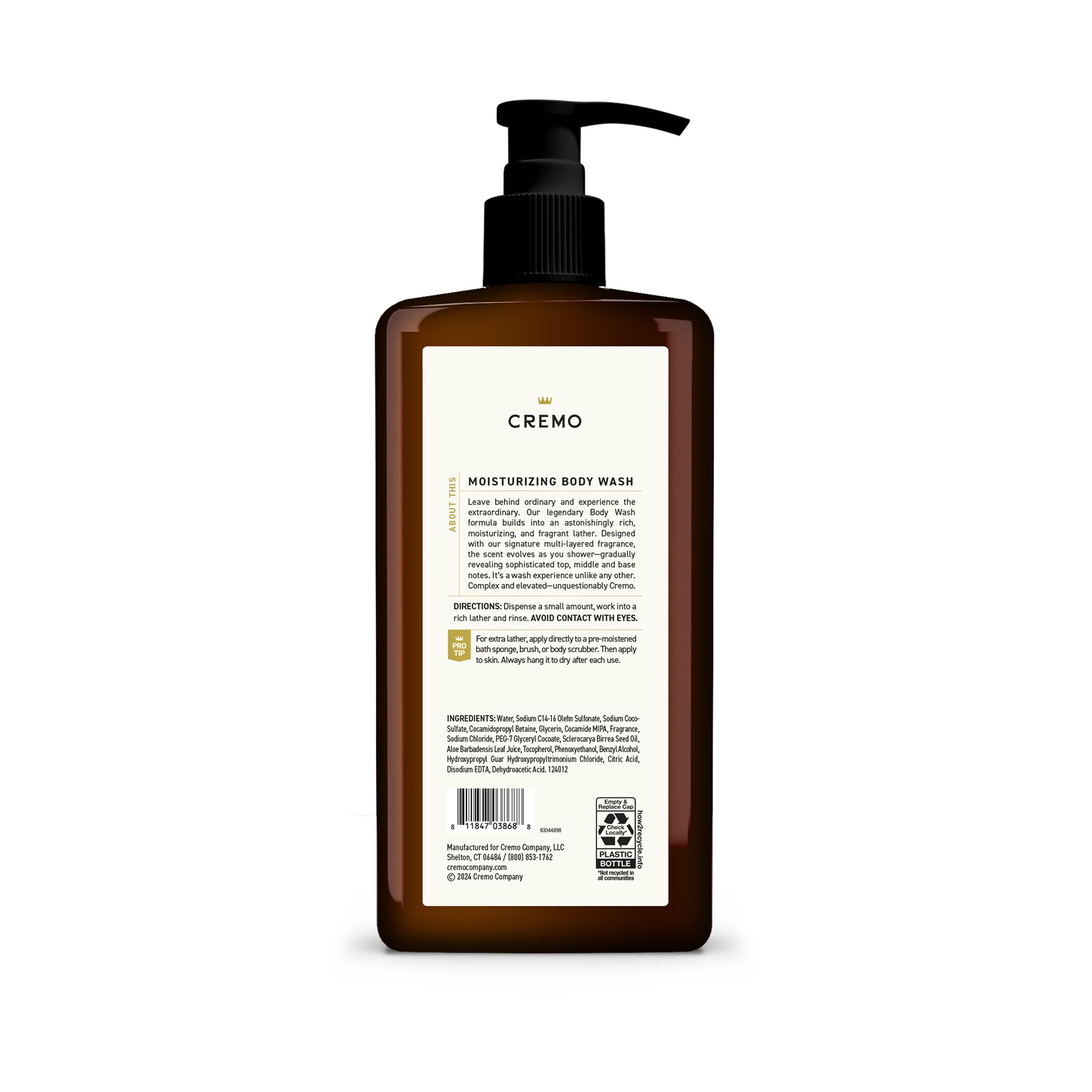 Cremo bottle in shower lifestyle scene showing elevated grooming and scent layering