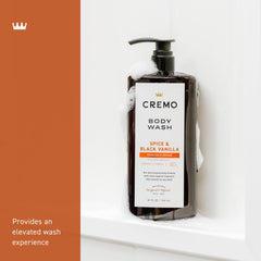 Cremo rich fragrant lather on hand showcasing moisturizing foam and deep cleanse