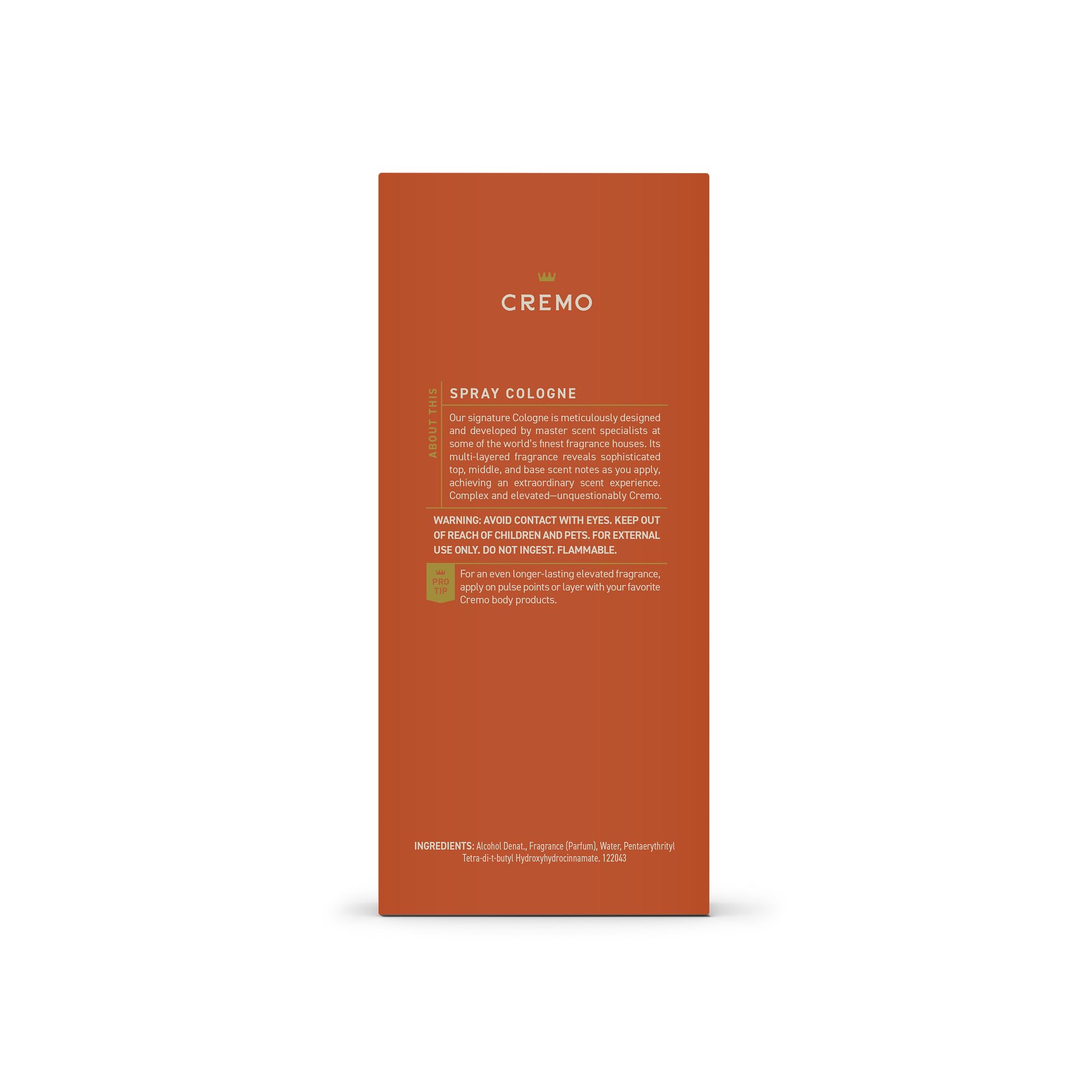 Cremo Golden Amber bottle paired with body wash showing coordinated grooming routine
