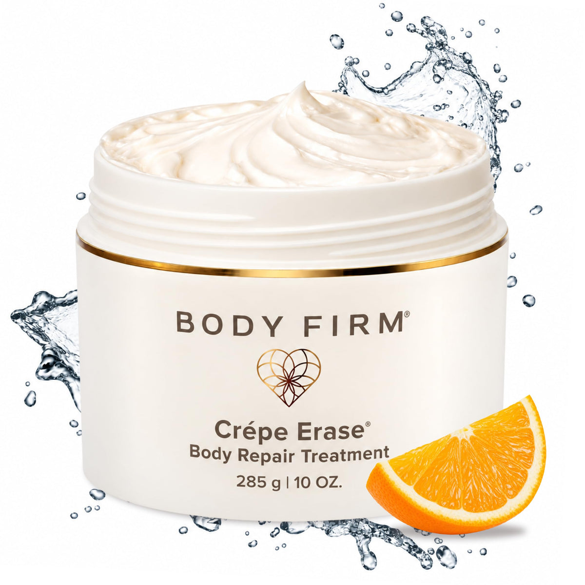 Crepe Erase front jar showing label and 10 oz size for clear product identification and benefit