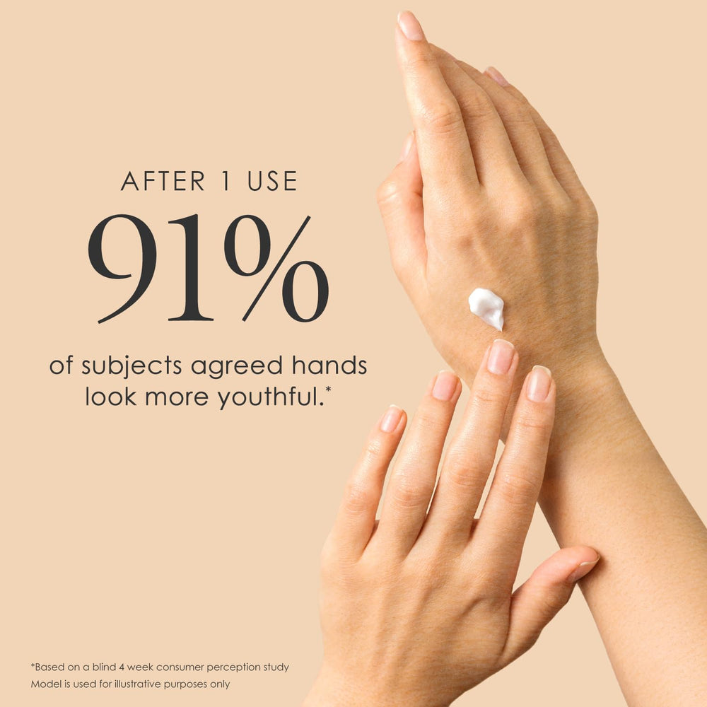 Crepe Erase used by woman outdoors showing nourished hands and confidence benefit