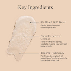 Crepe Erase scrub dispensed in hand illustrating easy control and lightweight feel