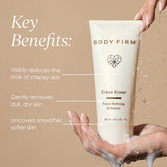 Crepe Erase texture closeup revealing fine exfoliating particles for gentle polish