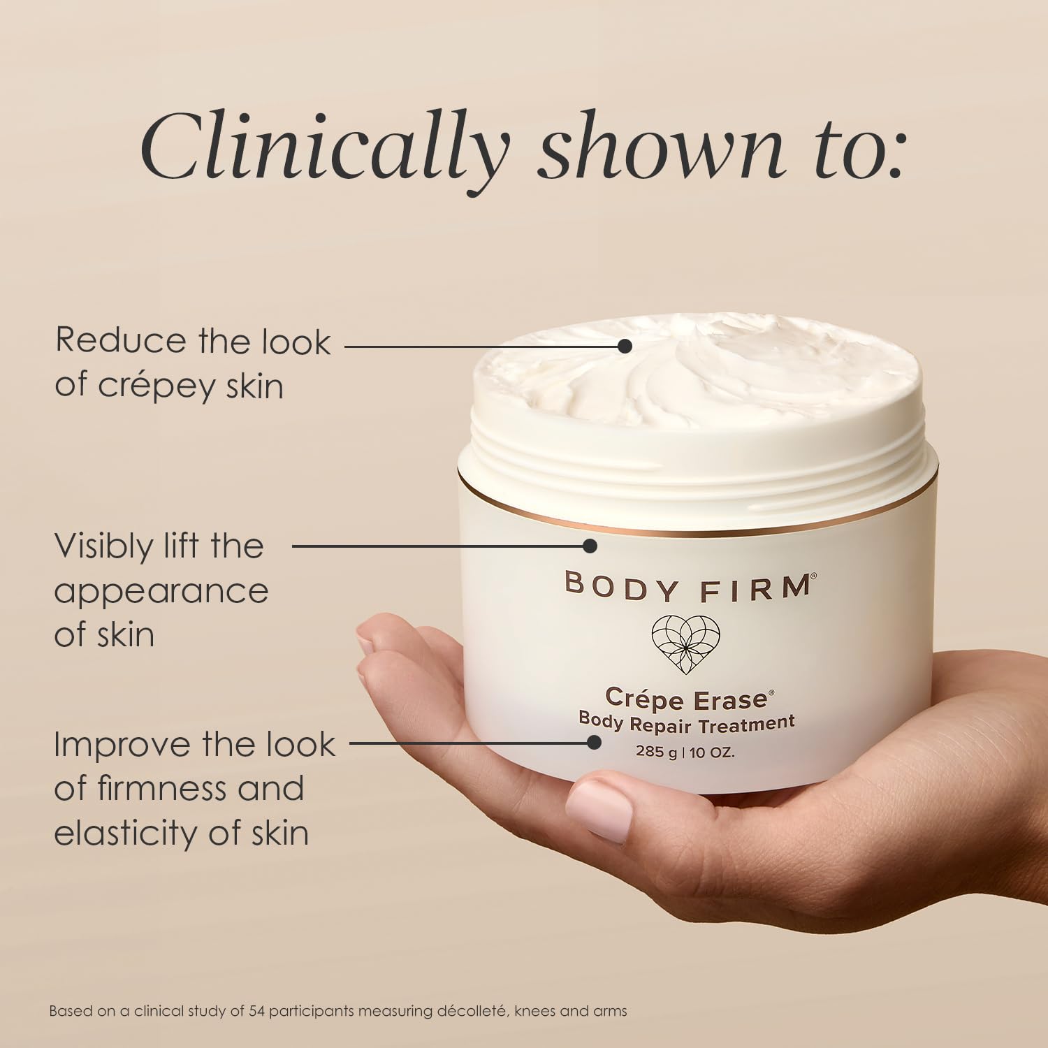Crepe Erase whipped lotion texture demonstrating fast absorption