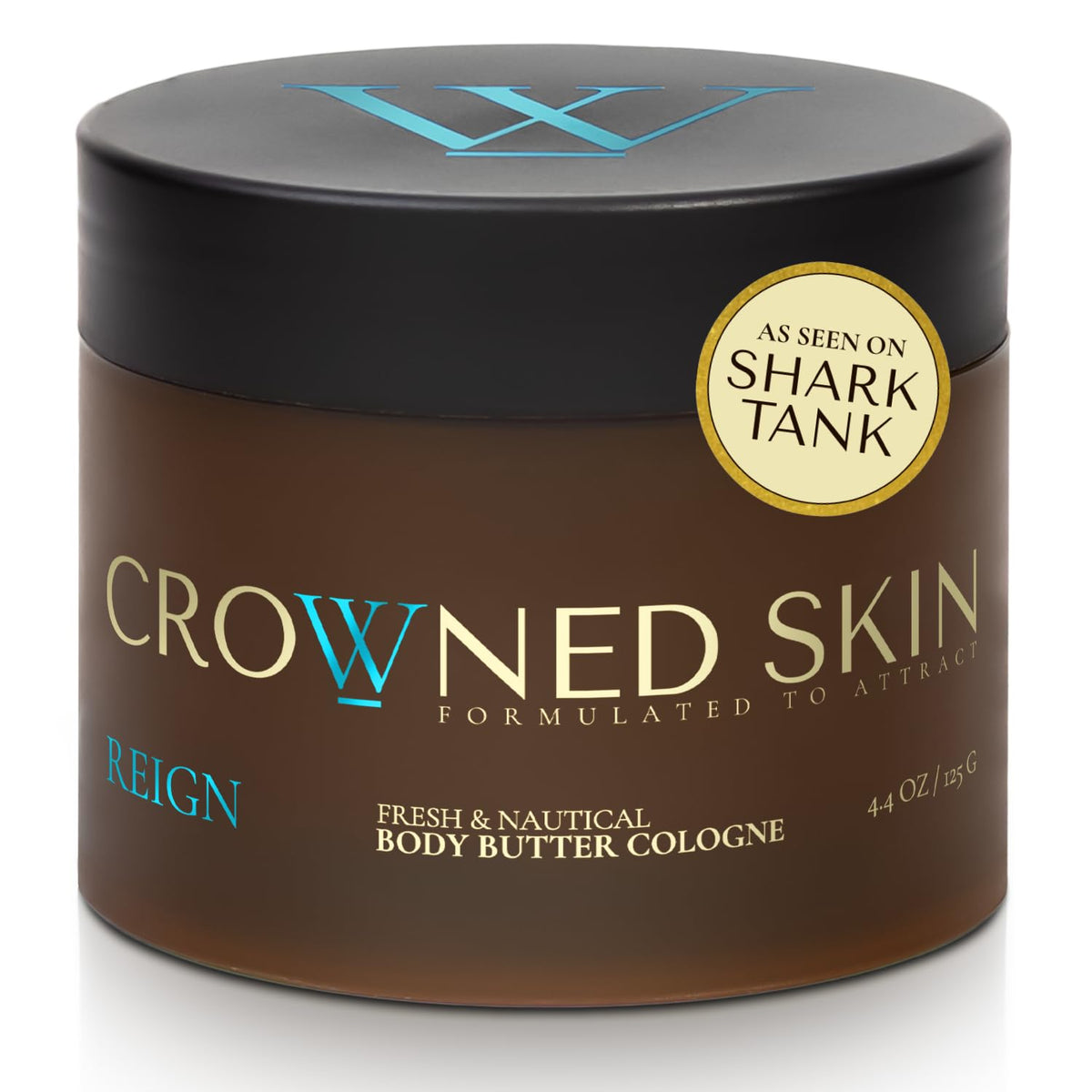 Crowned Skin jar front view showing nautical-inspired design and portable convenience