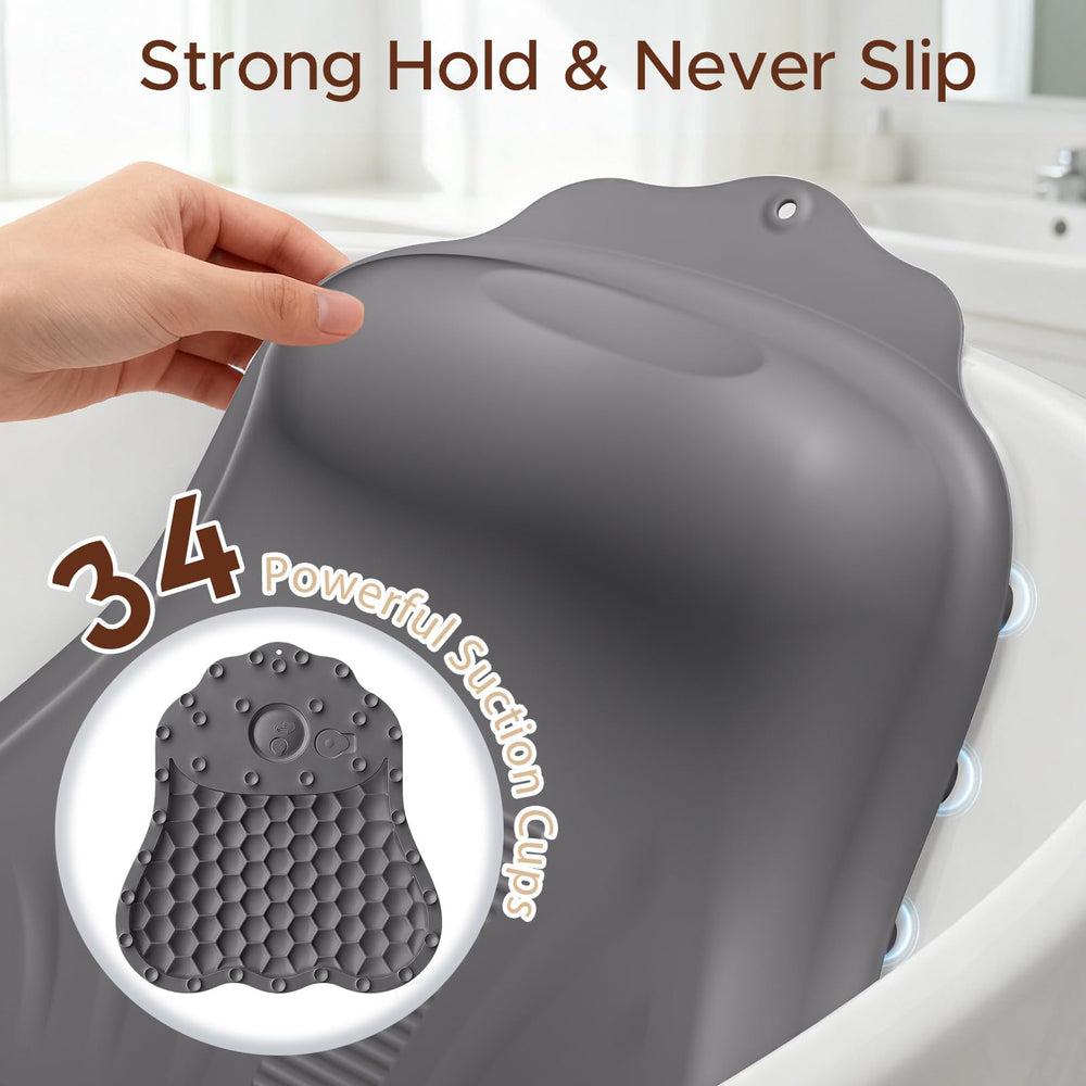 Cryoka in-use with person reclining in tub illustrating restful neck support benefit