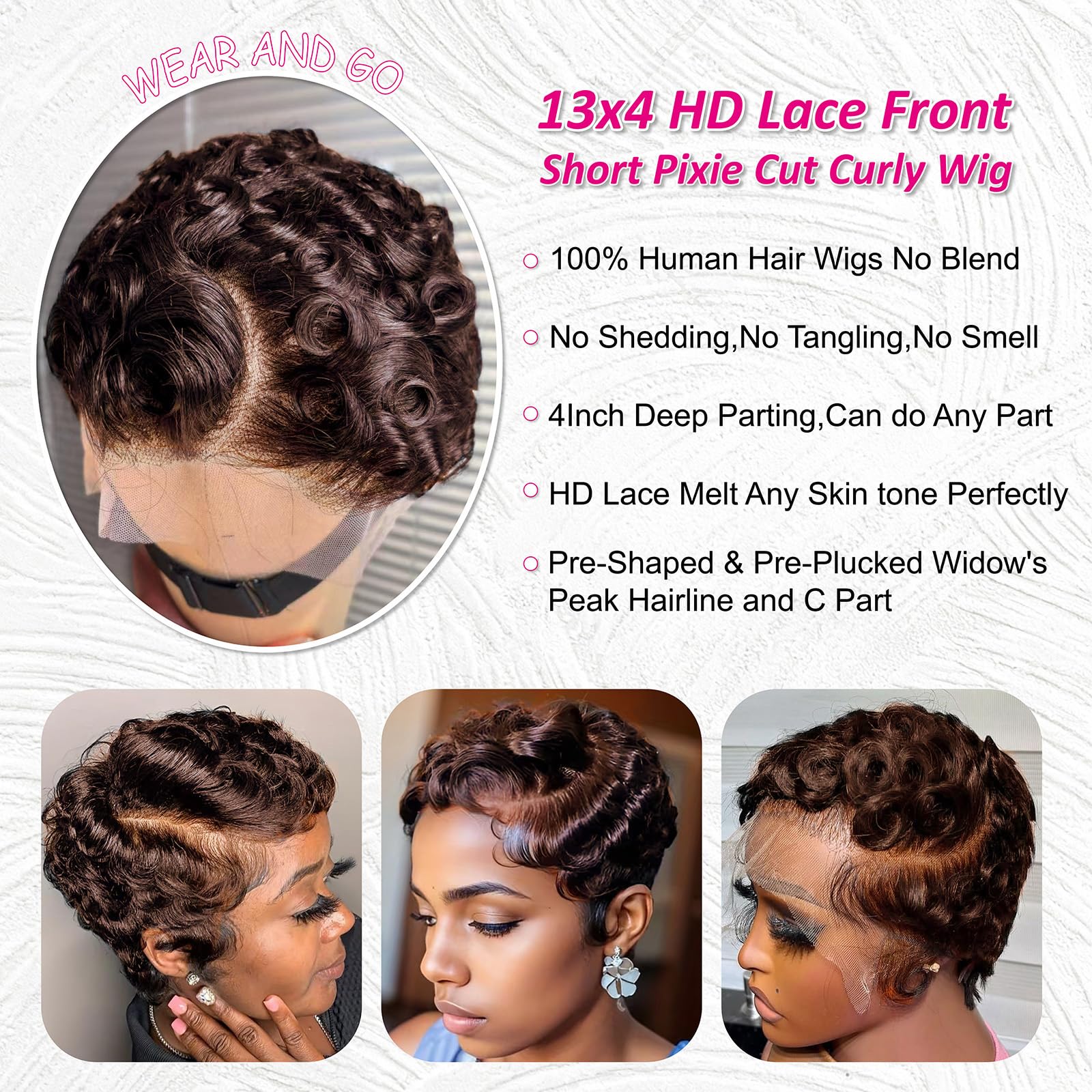 CRYSTALHAIR close-up deep wave curls highlighting texture and salon finish