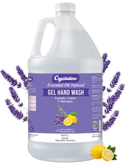Crystalino gallon front label showing product name and lavender scent benefit