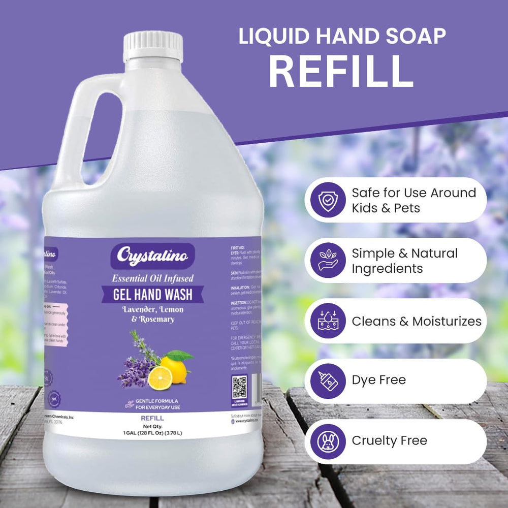 Crystalino being poured into a dispenser for easy refill and reduced waste benefit