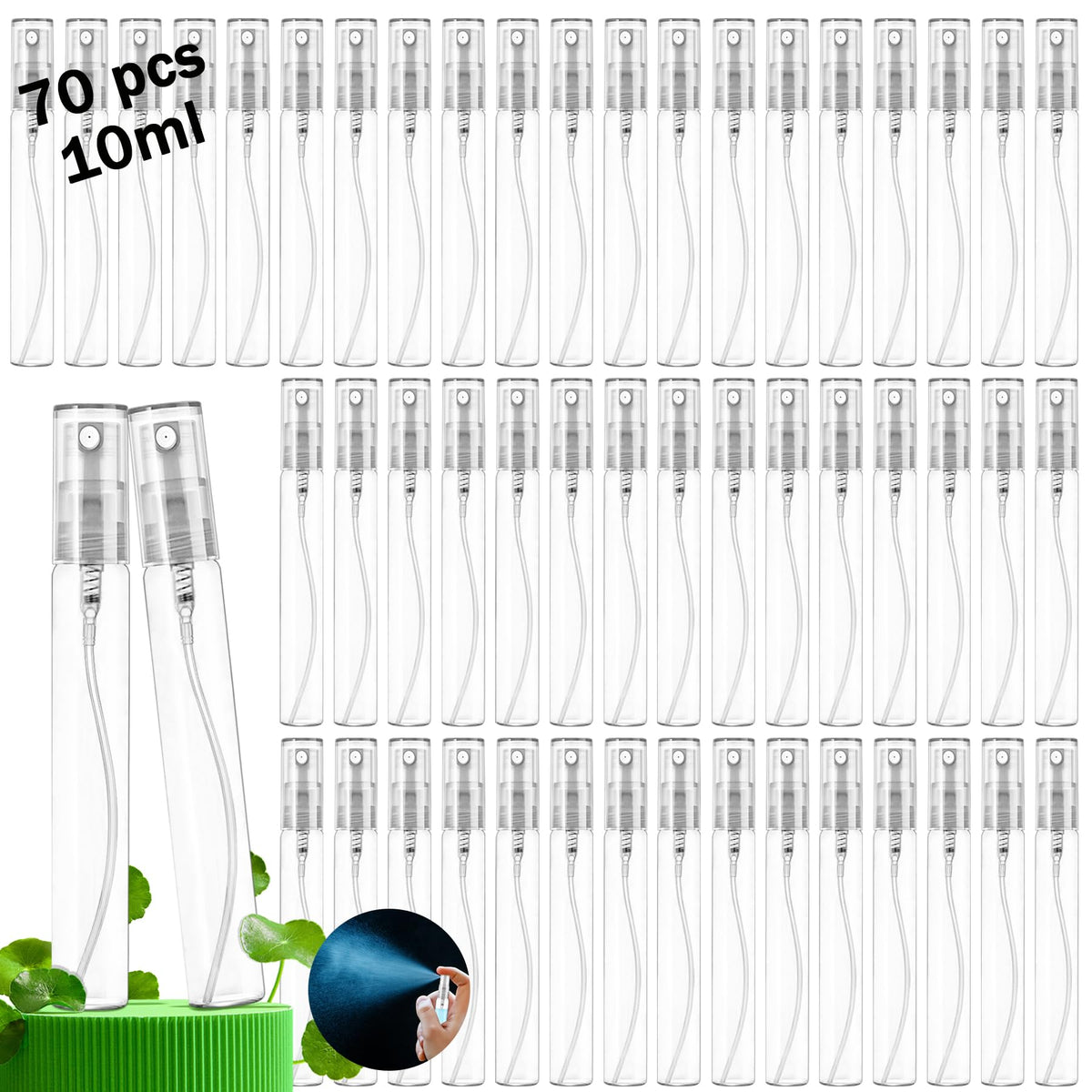 Csdtylh front packaging showing 70-piece atomizer set and contents for bulk convenience