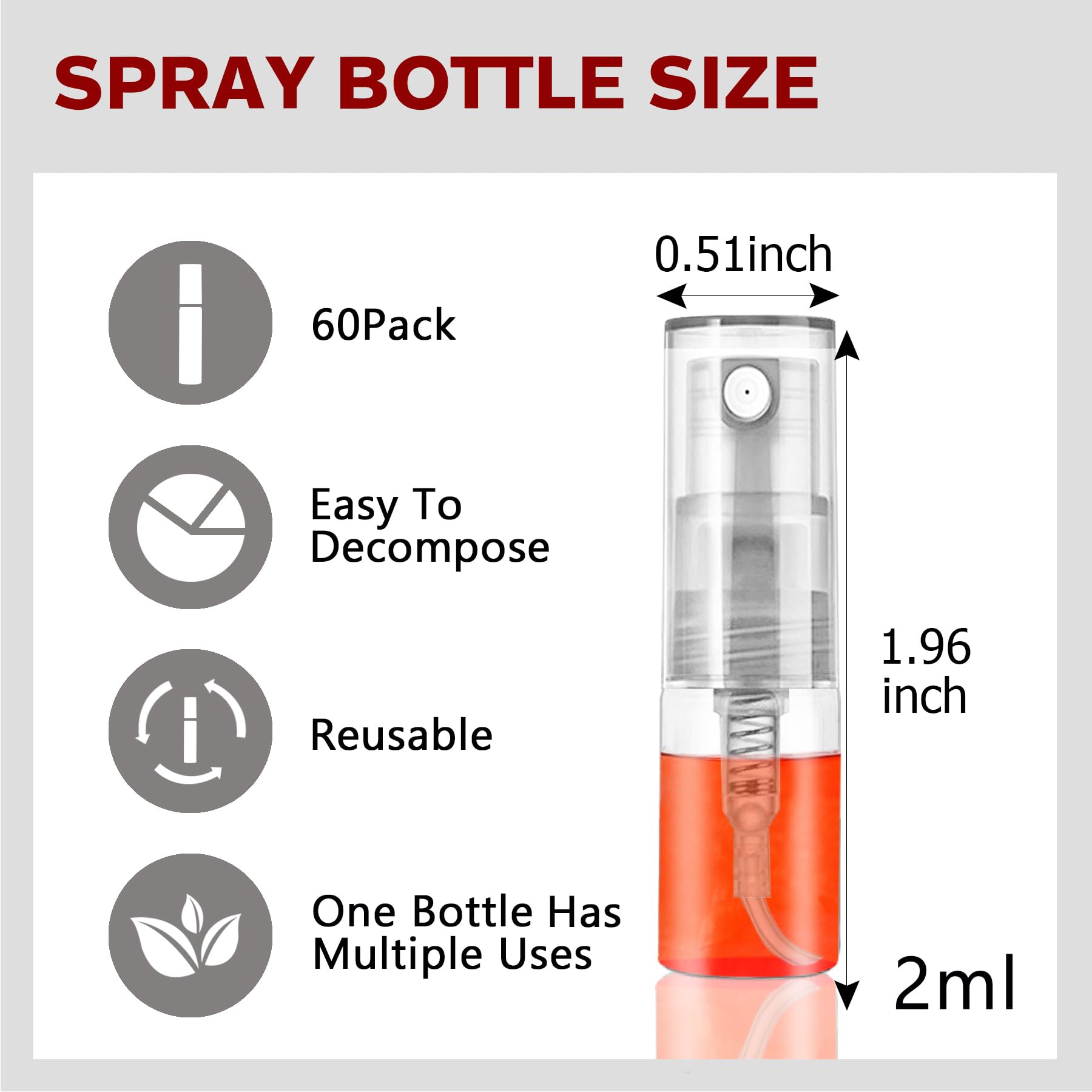 Csdtylh single 2ml glass spray bottle displayed upright for easy identification and use