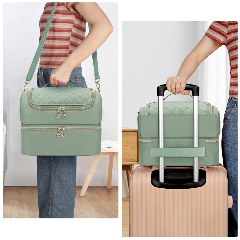 CUBETASTIC showing handle, shoulder strap and luggage-fixing strap for versatility