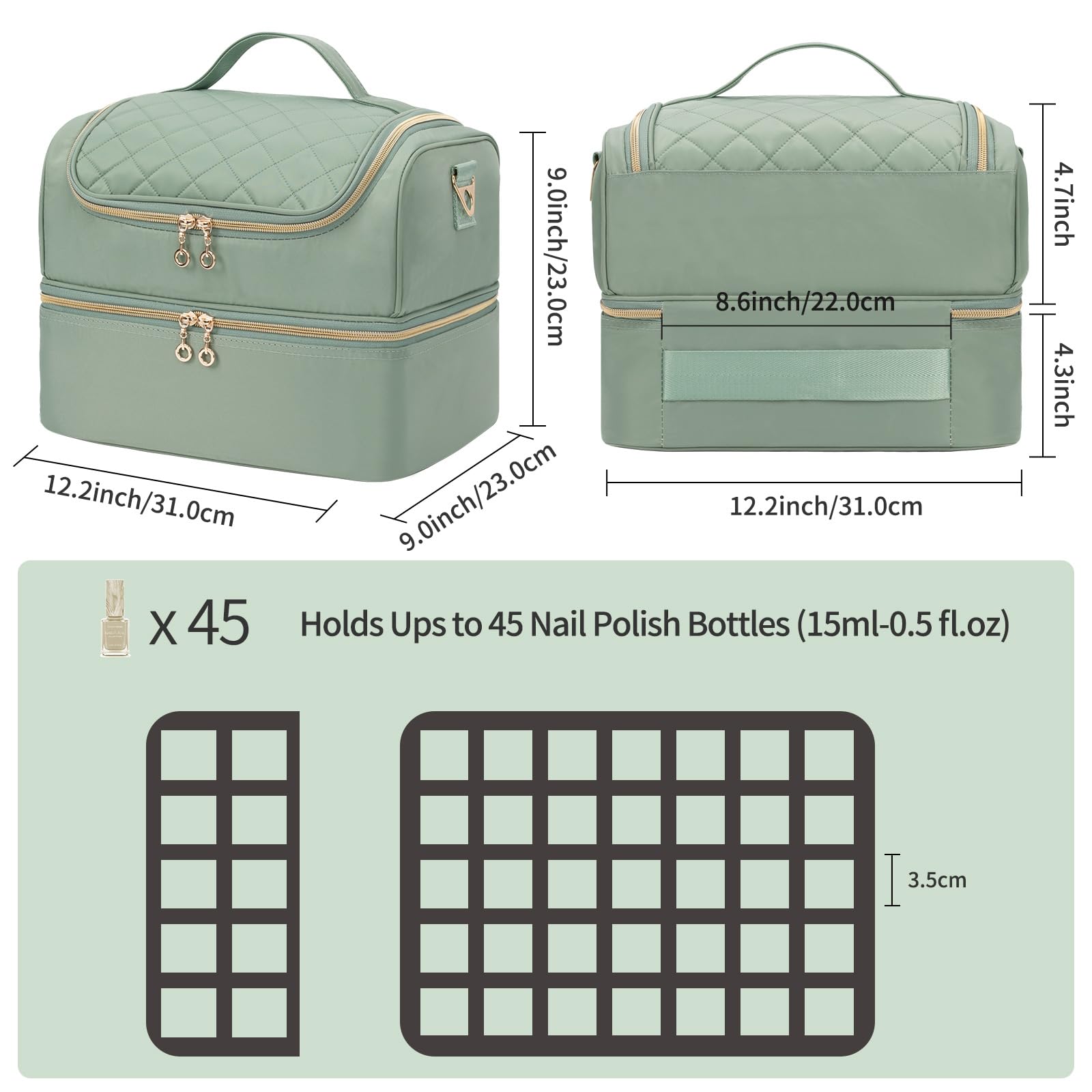 CUBETASTIC lower layer with 35 polish bottles neatly secured and cushioned
