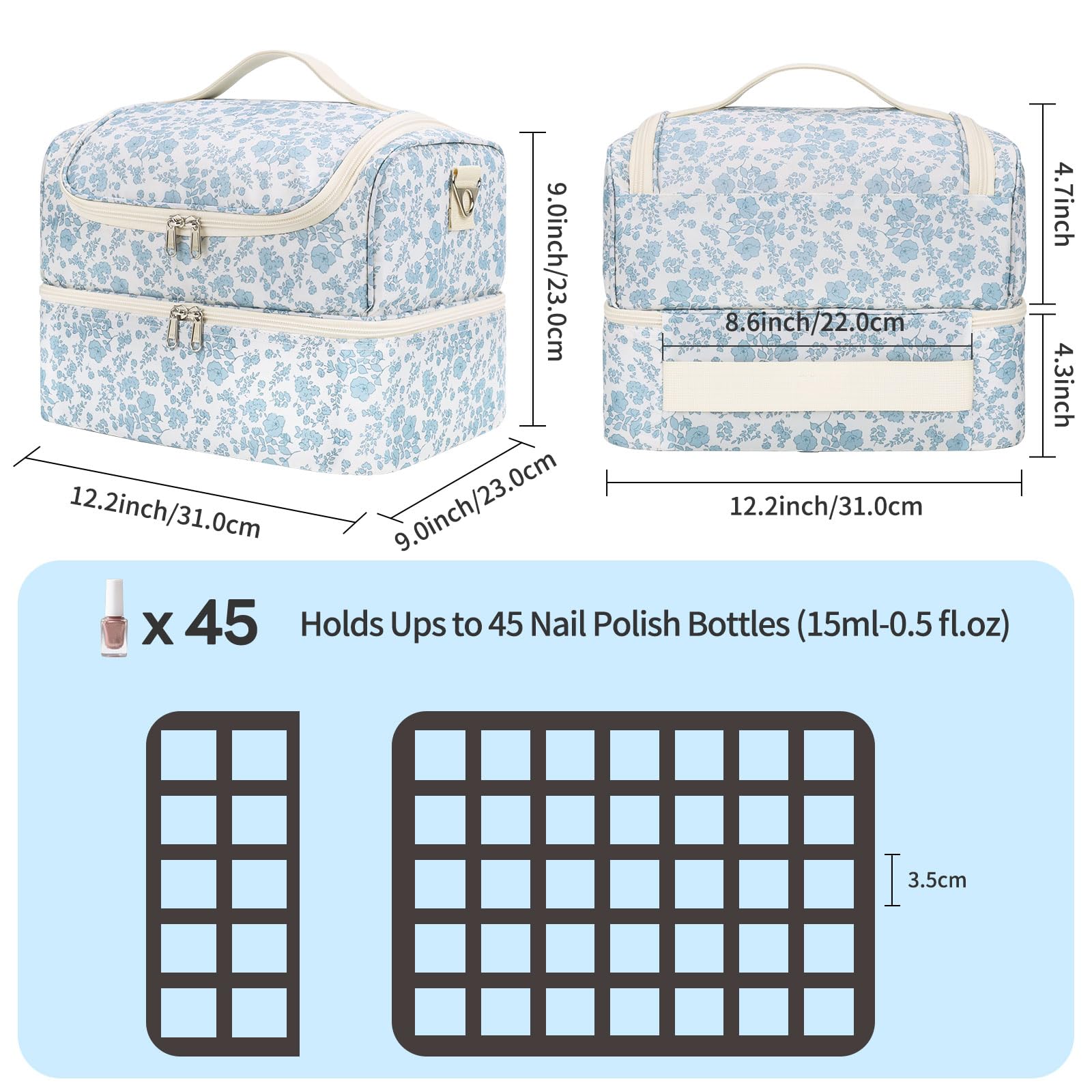 CUBETASTIC open double layer layout with organized bottles and mesh pocket benefit