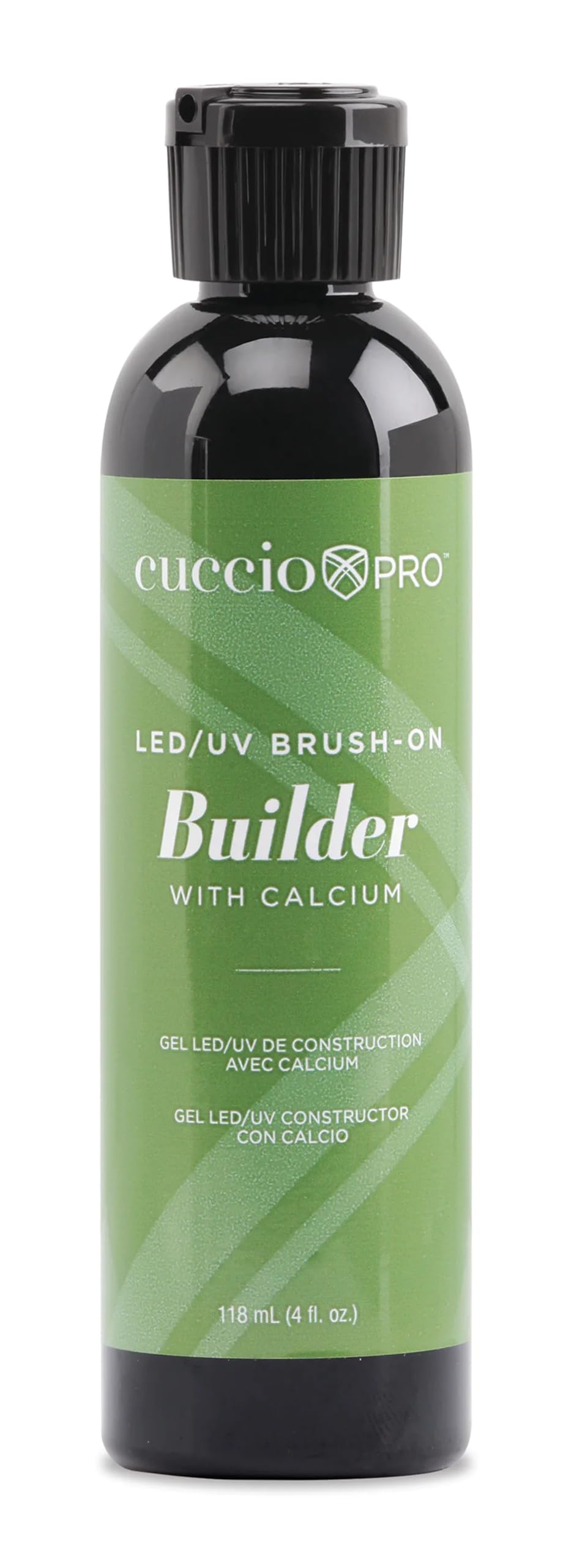 Cuccio Pro bottle front view showing clear builder gel and brand for professional strength