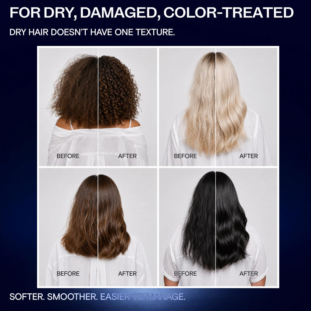 CULISE before and after shot of hair, shows reduced frizz and shine