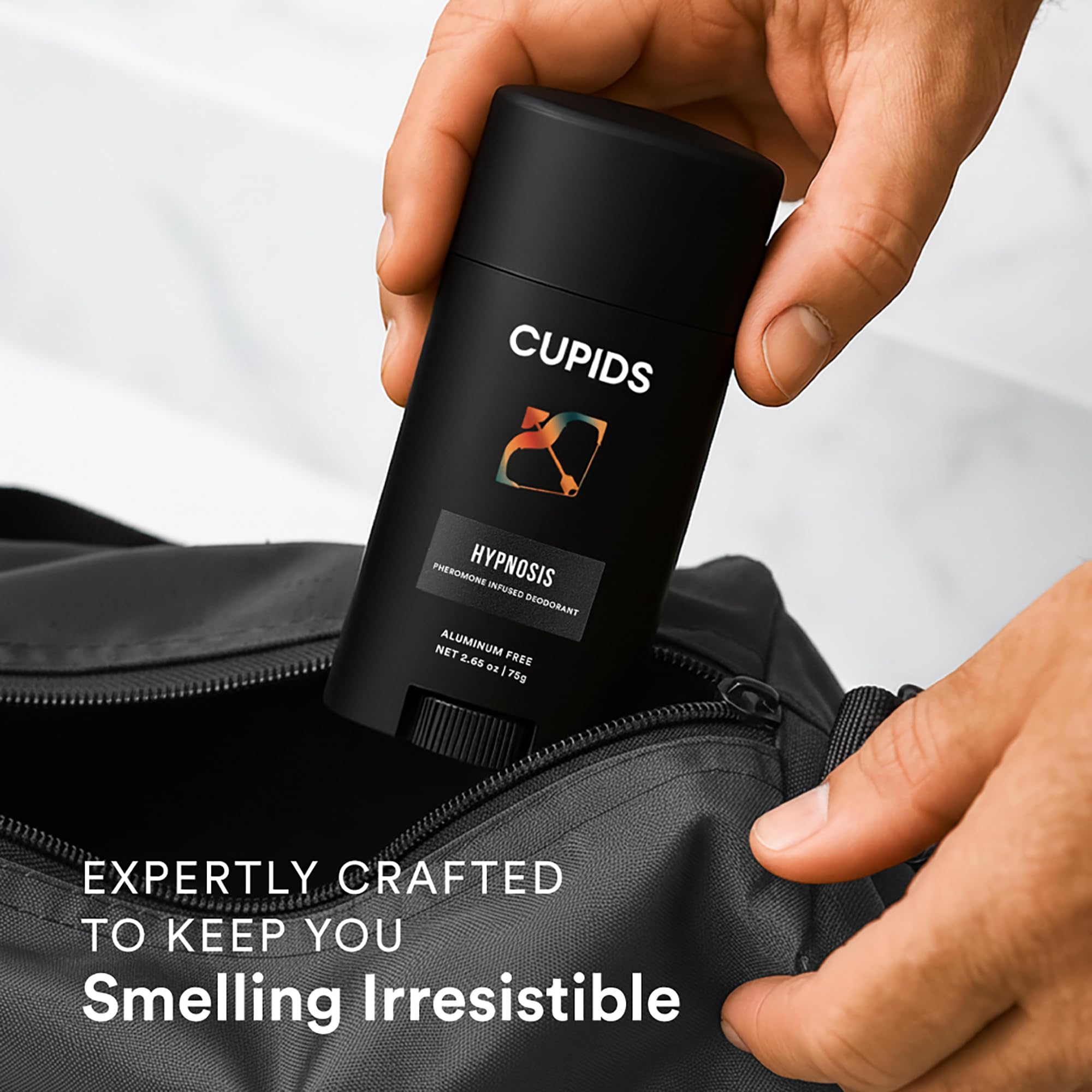 Evening wardrobe scene with Cupids Hypnosis highlighting confident, social-ready scent