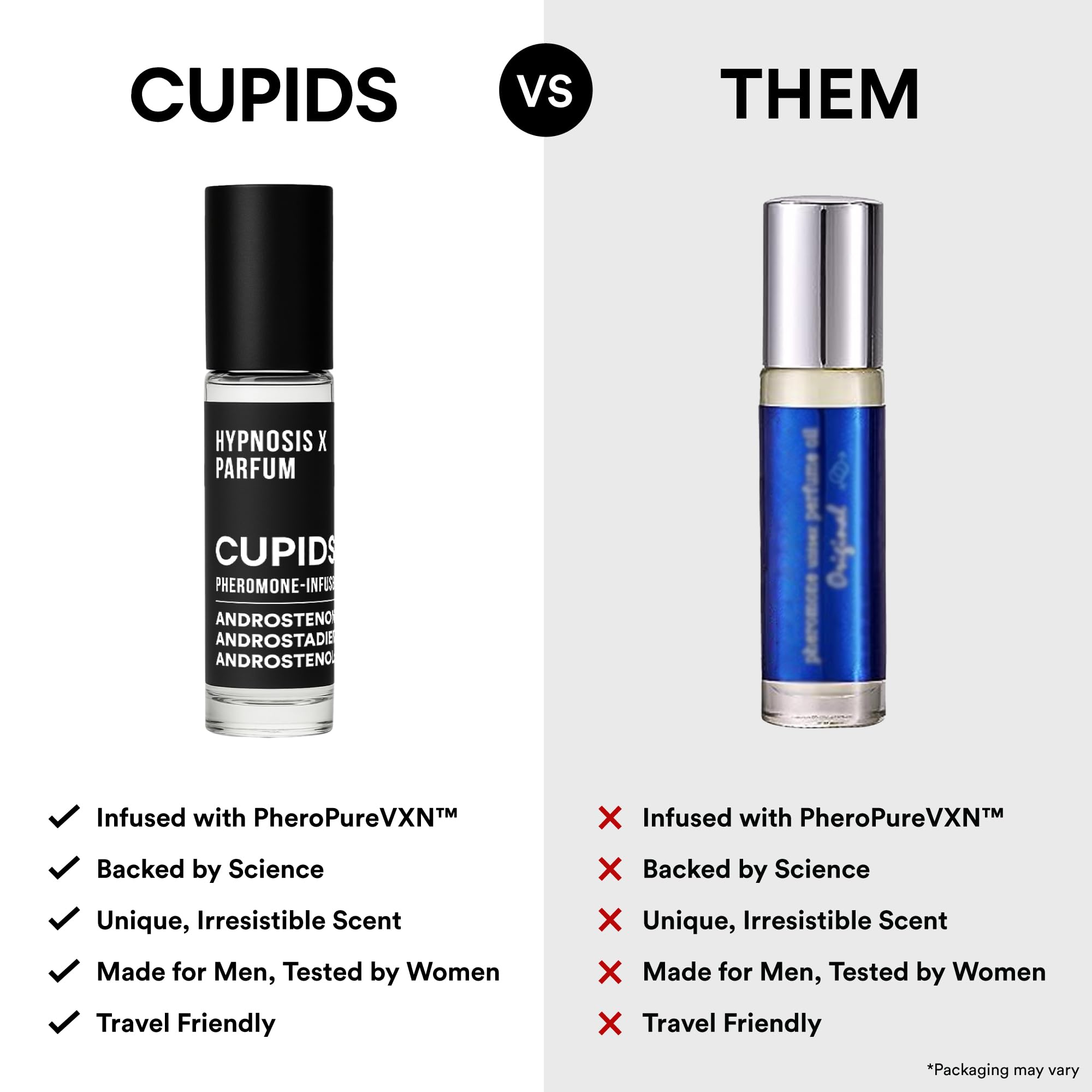 Cupids Hypnosis roll-on applied to wrist illustrating targeted scent for confidence