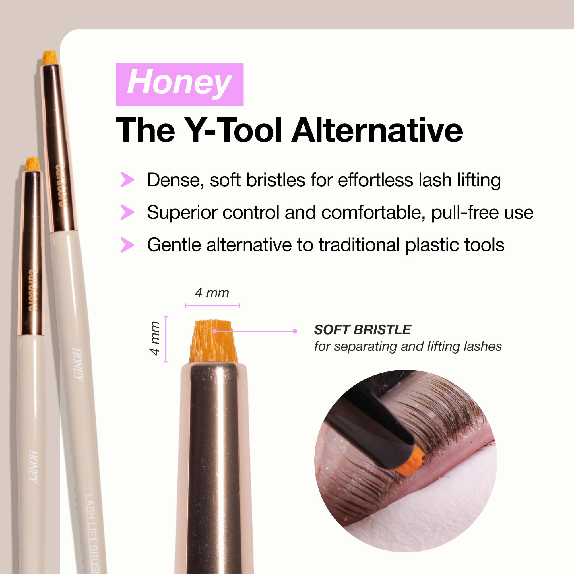 CURACORO Clover tint brush texture showing bristle density for clean tint application