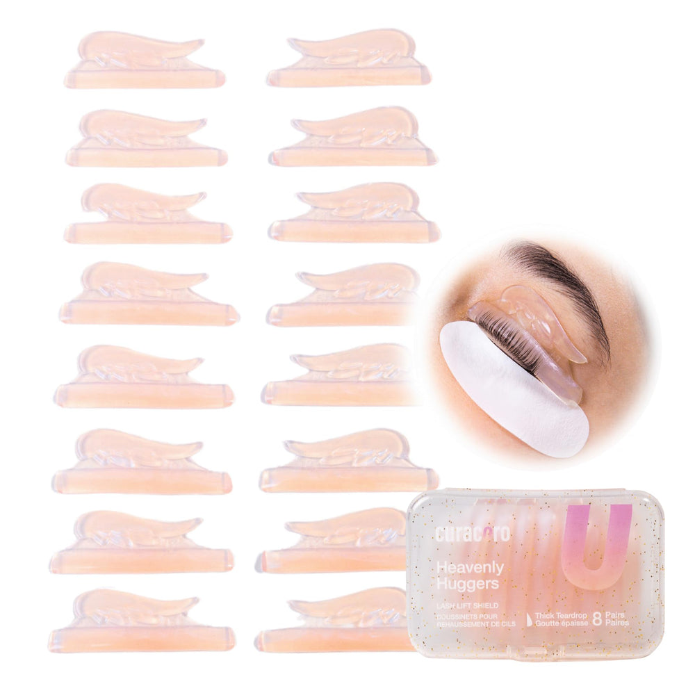 CURACORO front packaging showing 16 reusable lash lift rods and benefits
