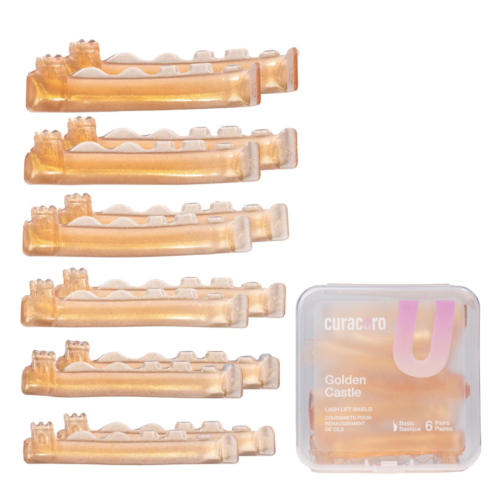 CURACORO front view of packaging showing 12 lash lift shields and benefits