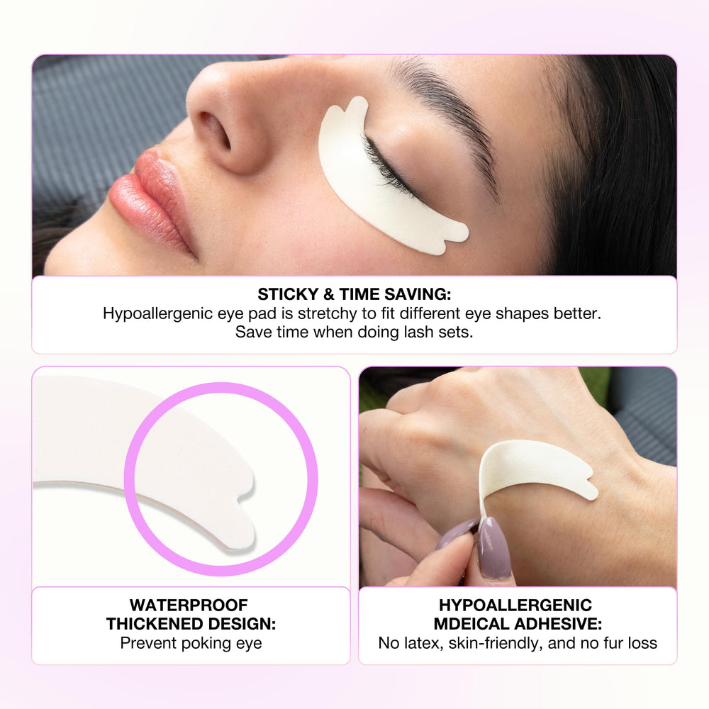 CURACORO pad applied under eye during professional lash service