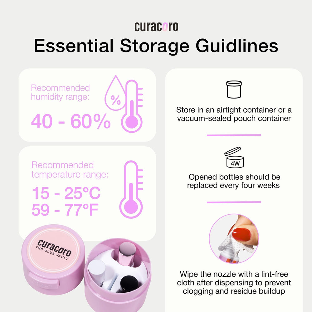 CURACORO label close-up with safety info for trained technicians