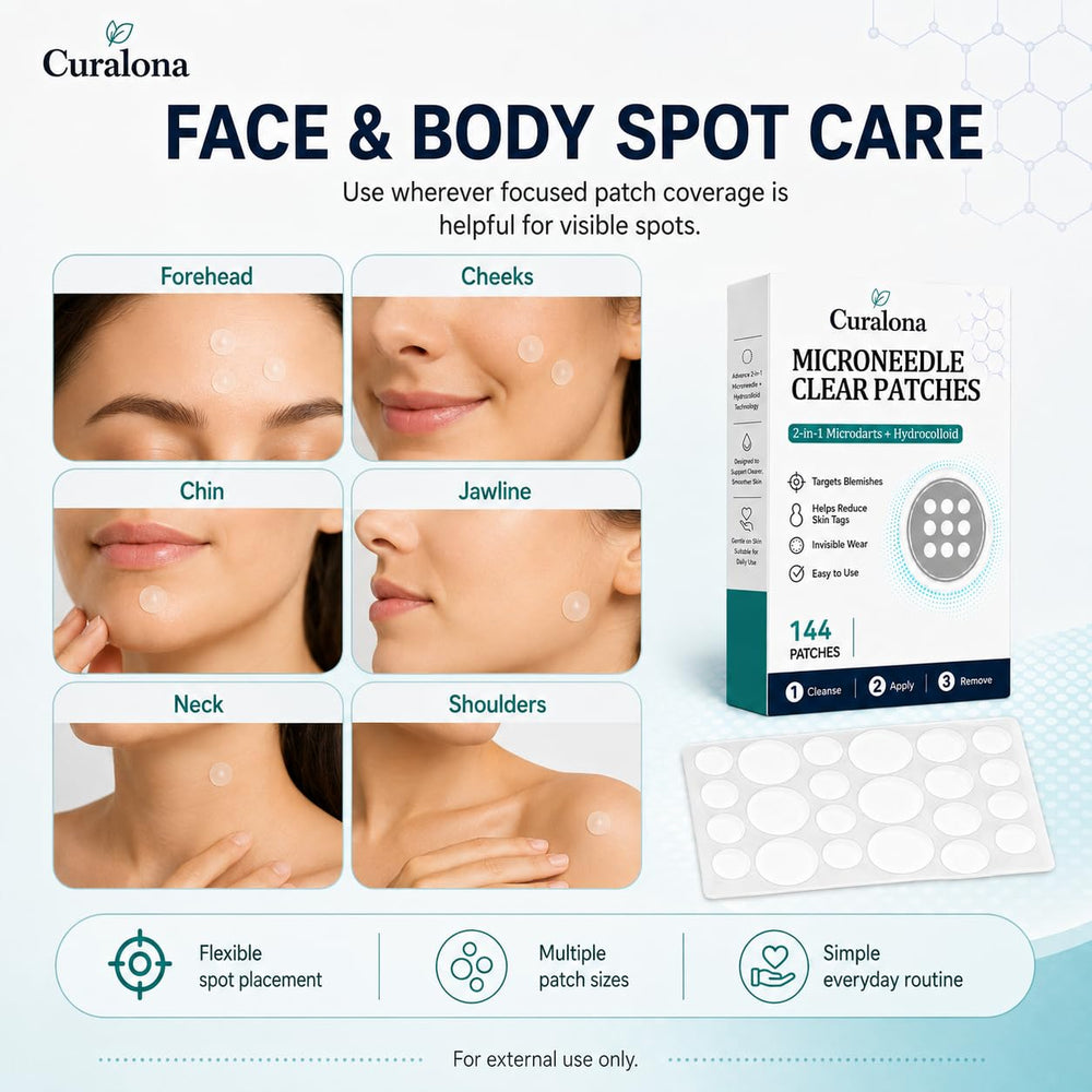 Curalona patch application step showing easy, mess-free use benefit