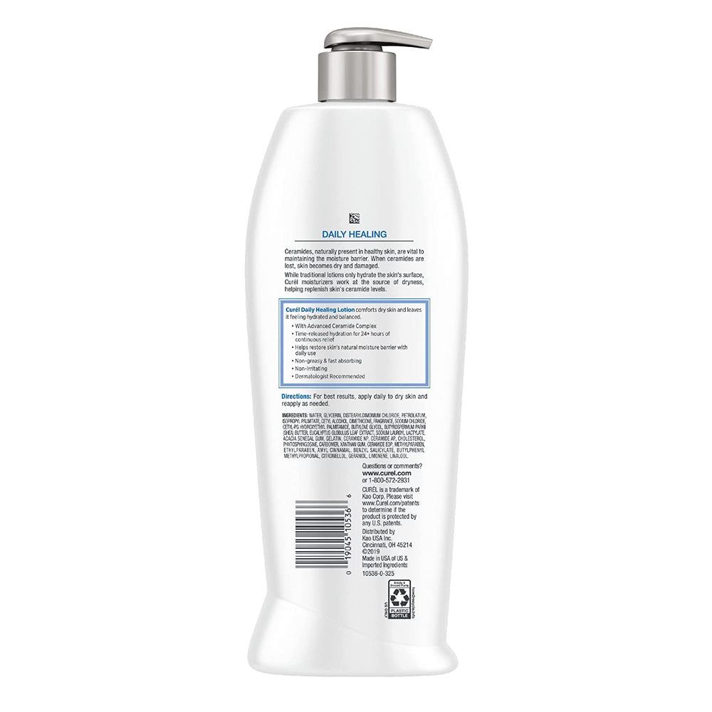 Curel body application on arm illustrating moisturized skin and non-greasy finish benefit