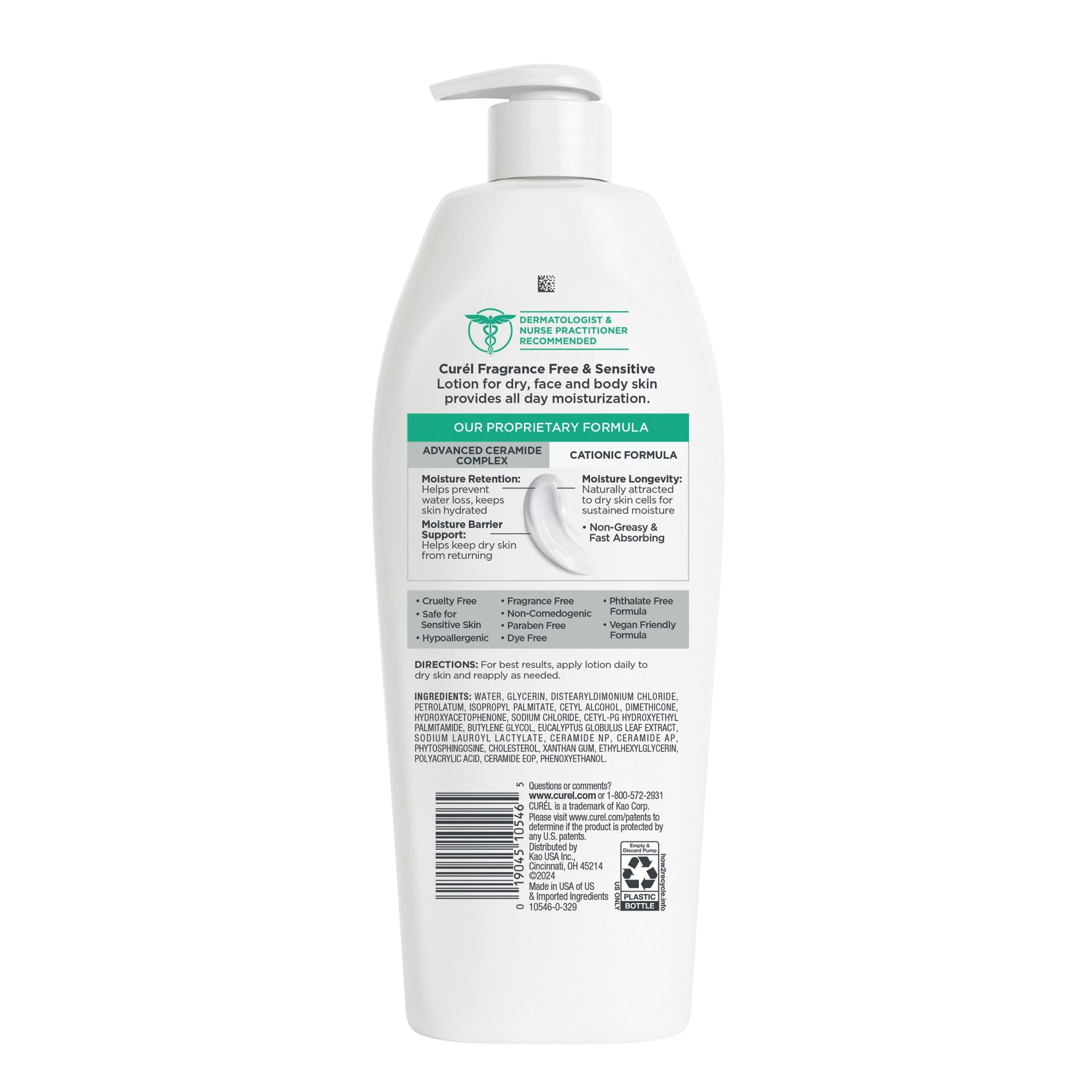 Curel badge with dermatologist mention suggesting trusted recommendation