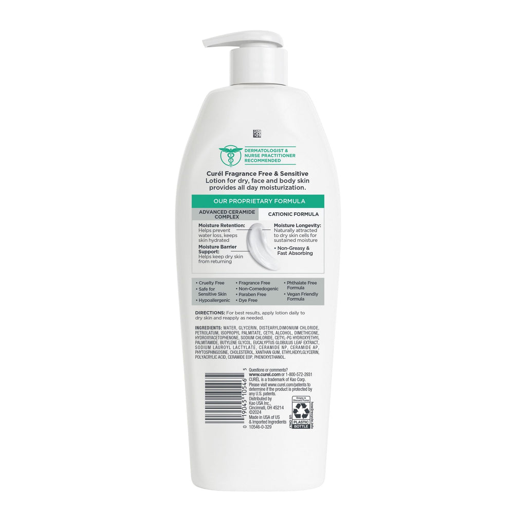 Curel badge with dermatologist mention suggesting trusted recommendation